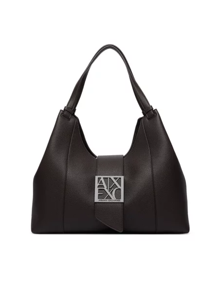 Shopperka Armani Exchange skórzana z logo brązowa