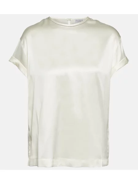 Tricou Brunello Cucinelli din satin bej