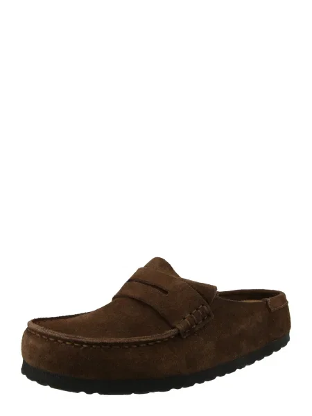 Birkenstock papuci din piele Naples maro