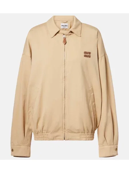 Geacă de blugi Miu Miu cu autograf bej