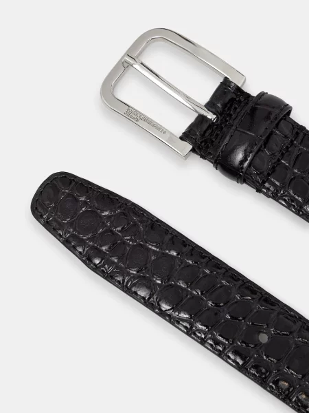 Karl Lagerfeld Jeans pas usnjeni črna