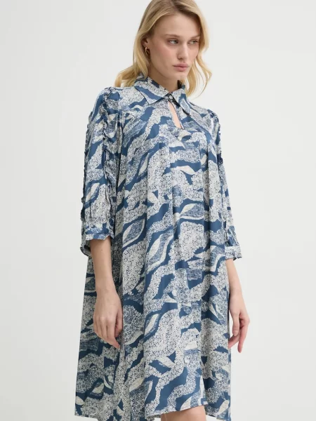 Bruuns Bazaar sukienka mini rozkloszowana niebieski