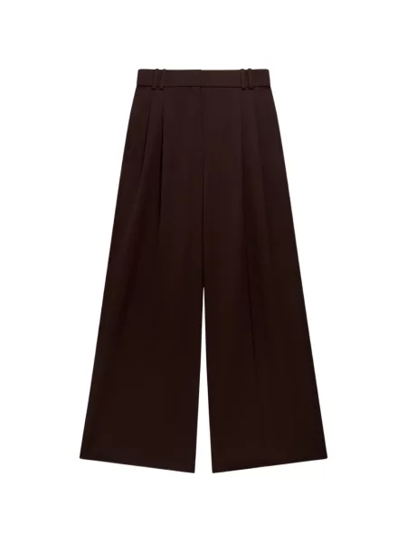 Pantaloni Another Tomorrow din țesătură twill maro