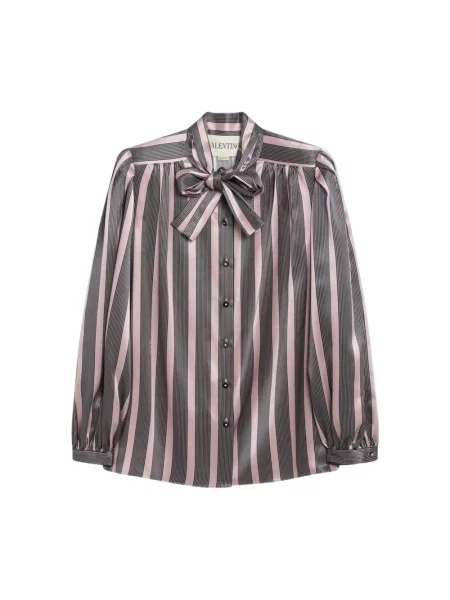 Lniana wielobarwność koszula Valentino z kokardką