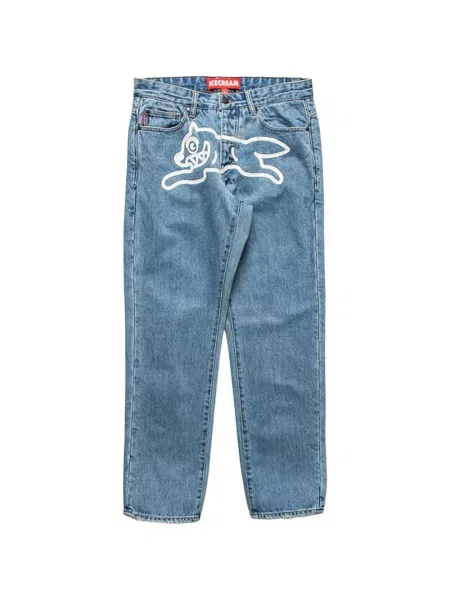 Бягане дънки Icecream с принт синьо