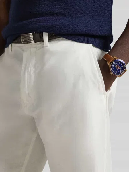 Chinosy z mieszanka lnu i bawełny Polo Ralph Lauren białe