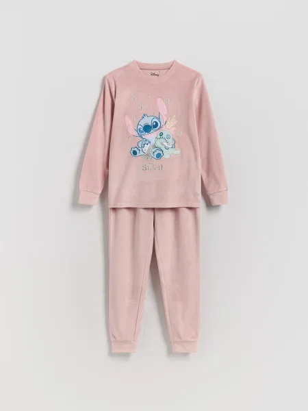 Reserved Velurové pyžamo Lilo a Stitch pudrově růžová