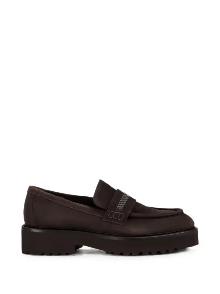 Pantofi loafer Doucal's din piele de căprioară maro