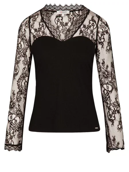 Morgan Blúzka Slim Fit čierna