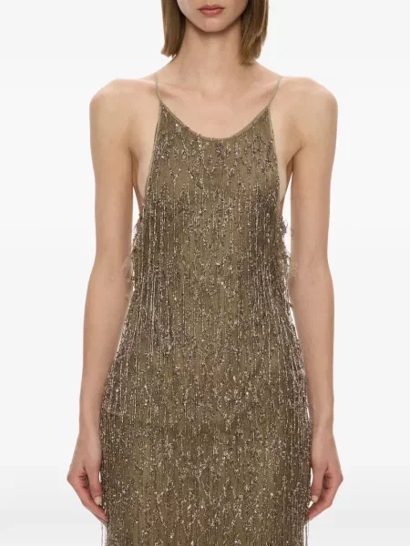 Rochie mini Christopher Esber cu paiete din dantelă verde