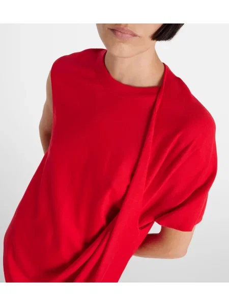 Rochie maxi Stella Mccartney de lână drapată de costum roșu