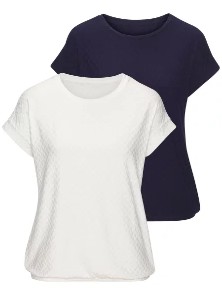 VIVANCE Tricou albastru / murdar alb