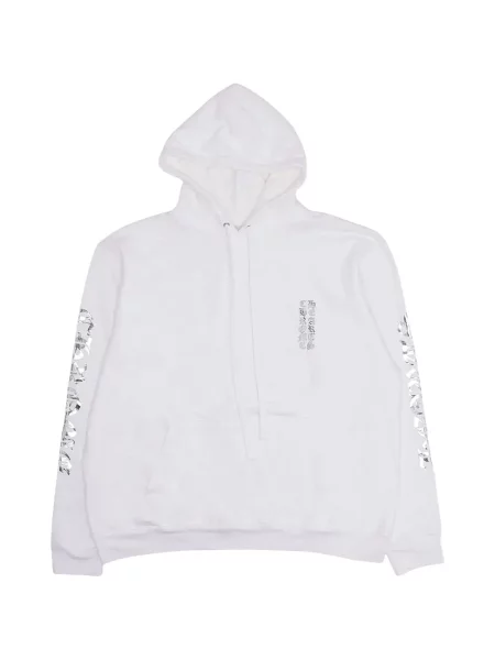Hanorac cu glugă Chrome Hearts cu imagine cu motiv cu inimi alb