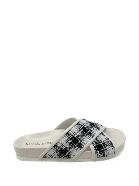 Με τιράντες σανδάλια Madison Maison tweed λευκό