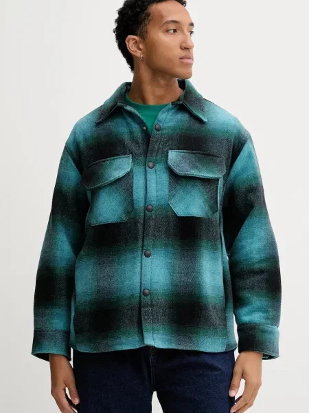 Barrow jachetă cămașă cu lână de tranziție oversize turcoaz
