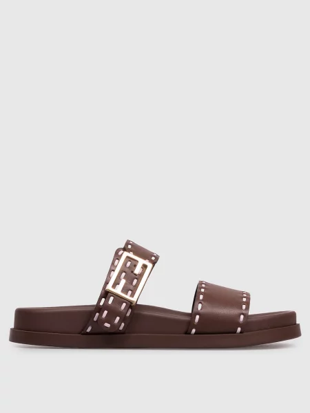 Шкіряні шльопанці Feel Fendi коричневі