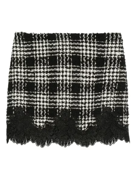 Spódnica mini Twinset w kratkę z nadrukiem koronkowa czarna
