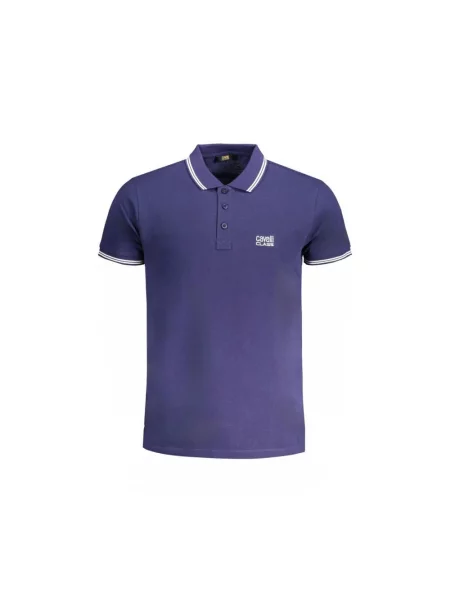 Krótka koszulka polo Cavalli Class niebieska