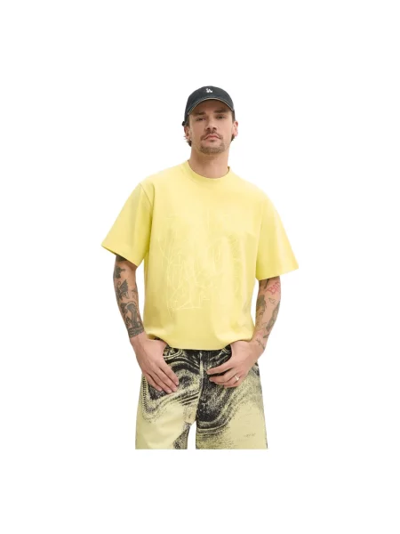 CAMPERLAB t-shirt zielony z nadrukiem żółta