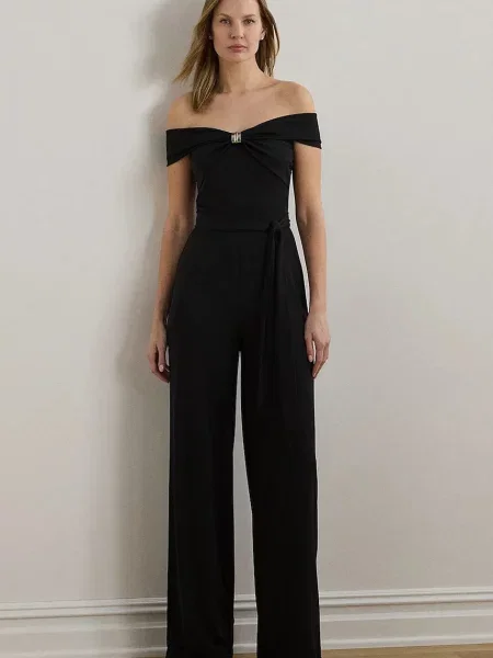 Kombinezon Lauren Ralph Lauren s otvorenim ramenima crna