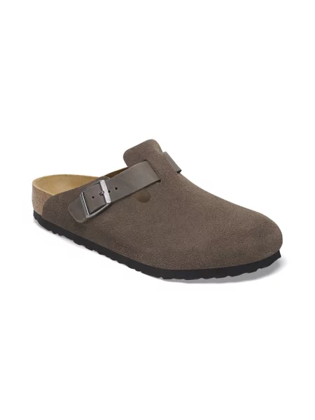 Birkenstock Boston BS Mixed Leather Narrow Fit Mężczyźni Sandały Birkenstock Size: szary