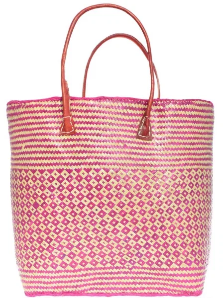 Le Comptoir de la plage Пляжна сумка Rayas_GM_Fuchsia Солома рожевий