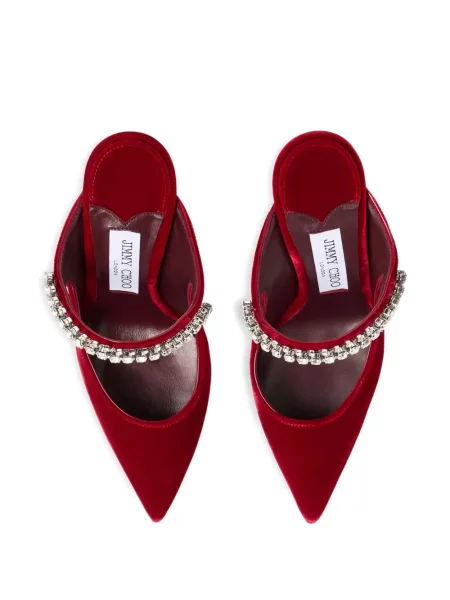 Papuci tip mules Jimmy Choo de cristal roșu