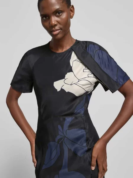 Maxi sukienka o kroju slim fit z czystej Victoria Beckham granatowa