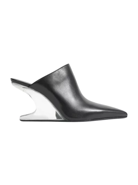 Klapki mules Rick Owens skórzane czarne
