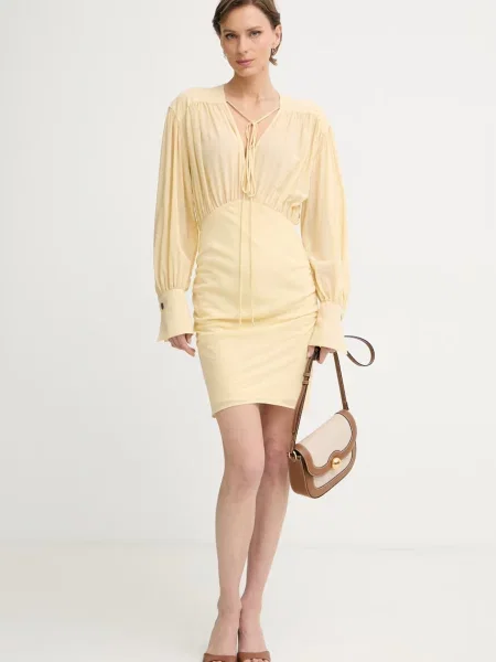 Pinko rochie drapată cu vâscoză galben