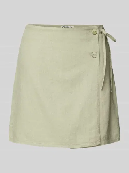 Spódnica kopertowa rozkloszowana o kroju oversized z mieszanki i lnu model ‘CARO’ Only