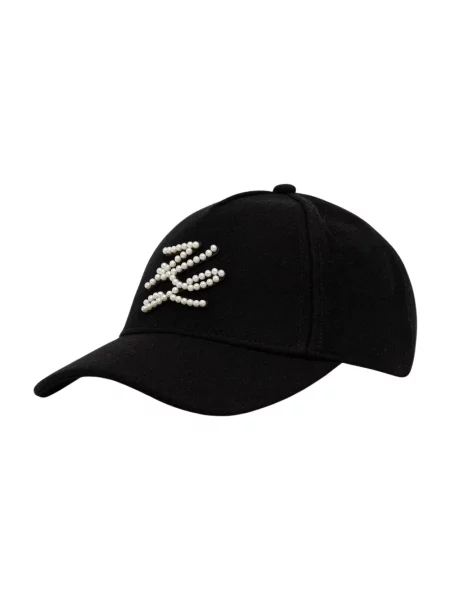 Karl Lagerfeld czapka z daszkiem z dodatkiem wełny K/AUTOGRAPH czarna