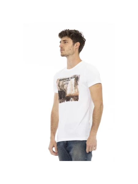 Koszulka Trussardi z okrągłym dekoltem casual biała