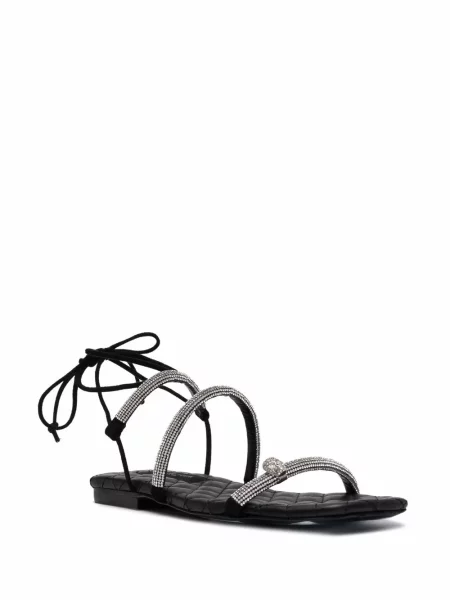 Sandale Philipp Plein fără toc de cristal negru
