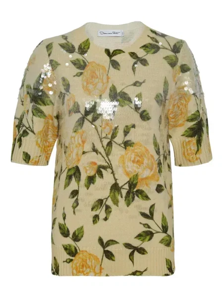 Pulover Oscar De La Renta cu paiete galben