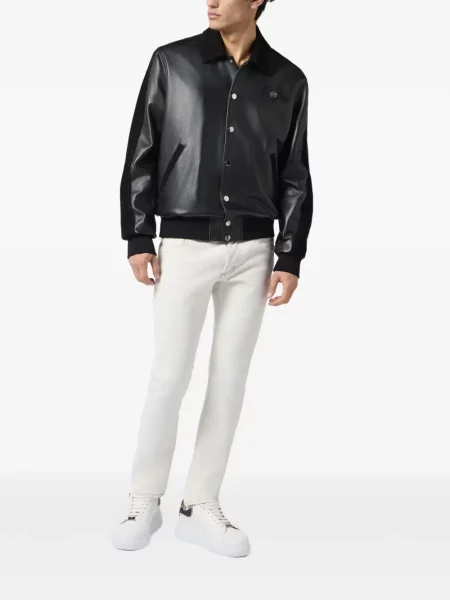 Džínsy s rovným strihom Philipp Plein biela