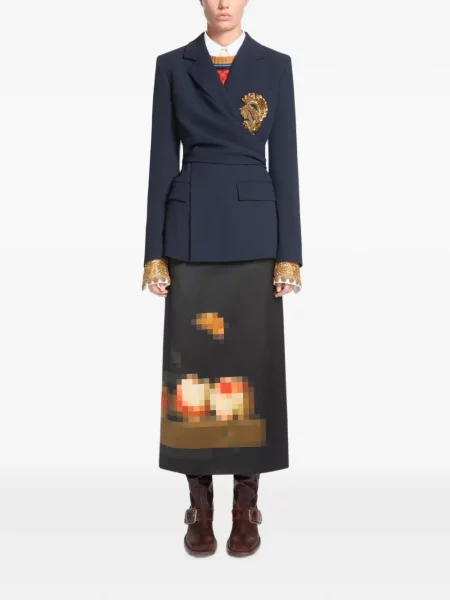 Sacou Dries Van Noten din crep albastru