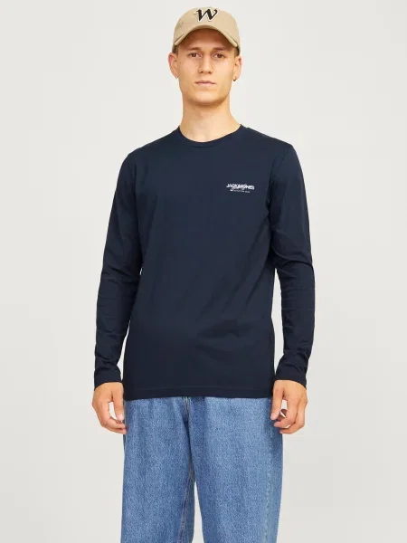 JACK & JONES Majica JJAlvis morsko plava / golublje plava bijela