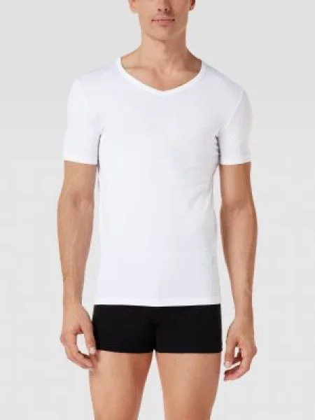 T-shirt z dekoltem w serek w zestawie 2 szt. model ‘Modern’ Boss biała