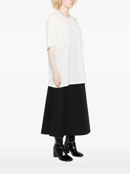 Къс тениска Yohji Yamamoto с кръгло деколте бяло