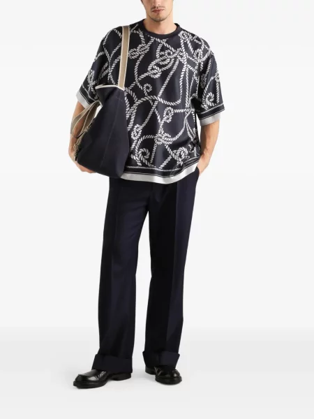 Pantaloni Dolce & Gabbana de lână albastru