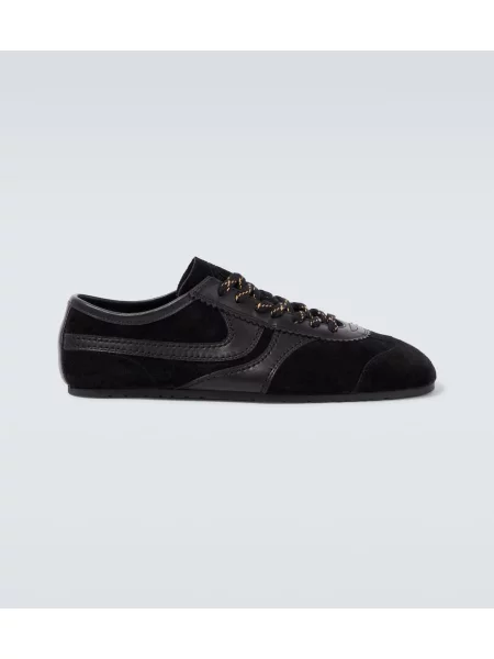 Sneakerși Dries Van Noten din piele de căprioară negru