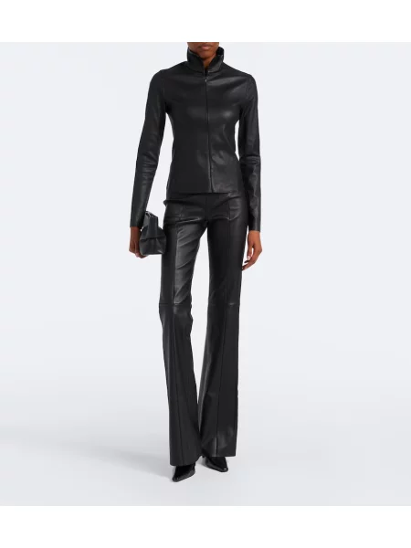 Pantaloni Stouls din piele evazate negru