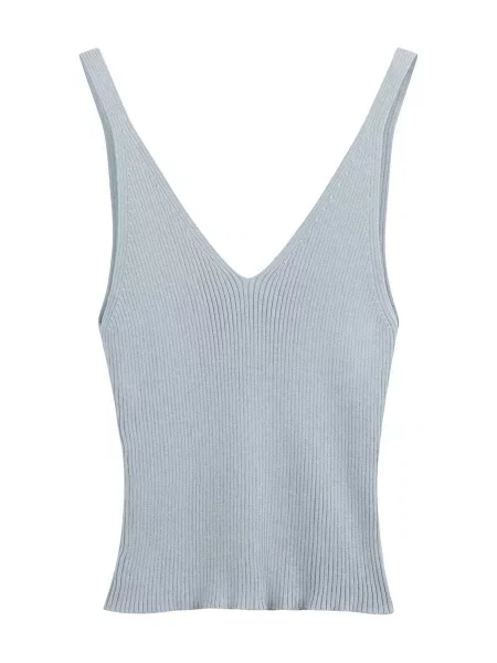 MELA Top brodat Rhada pastel albastru
