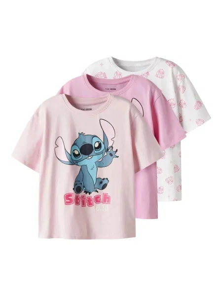 TWO SOON Tricou Stitch albastru regal / roz / roz deschis alb