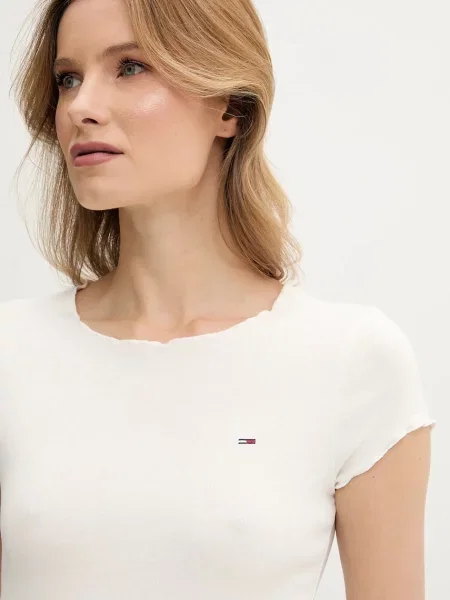 T-shirt o kroju slim fit z mieszanki bawełny i elastanu biała