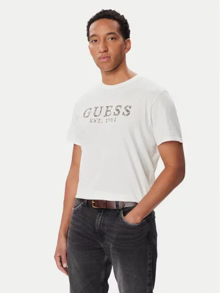 Guess T-Shirt Κρεμ