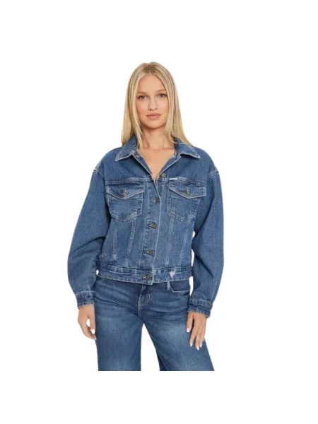 Kurtka Guess JEANS Oversize Trucker Jacket Gj Medium Wash S niebieska