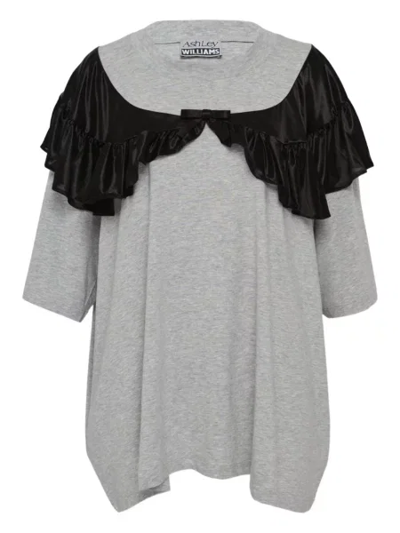 Tricou Ashley Williams cu volane gri