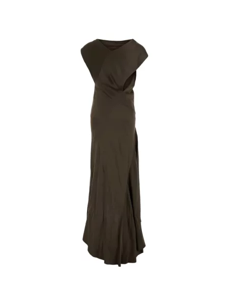 Rochie maxi Alberta Ferretti din satin drapată maro